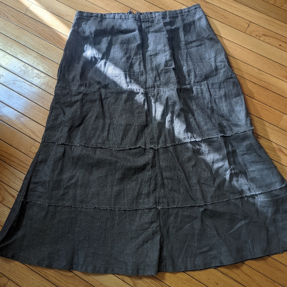 Silver grey tired denim akirt